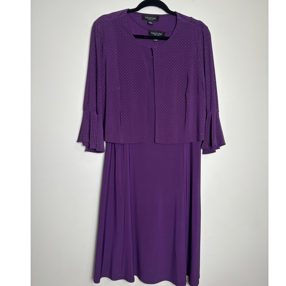 Perceptions New York Jacket Dress 2 Piece Set L Business Career Wedding Occasion